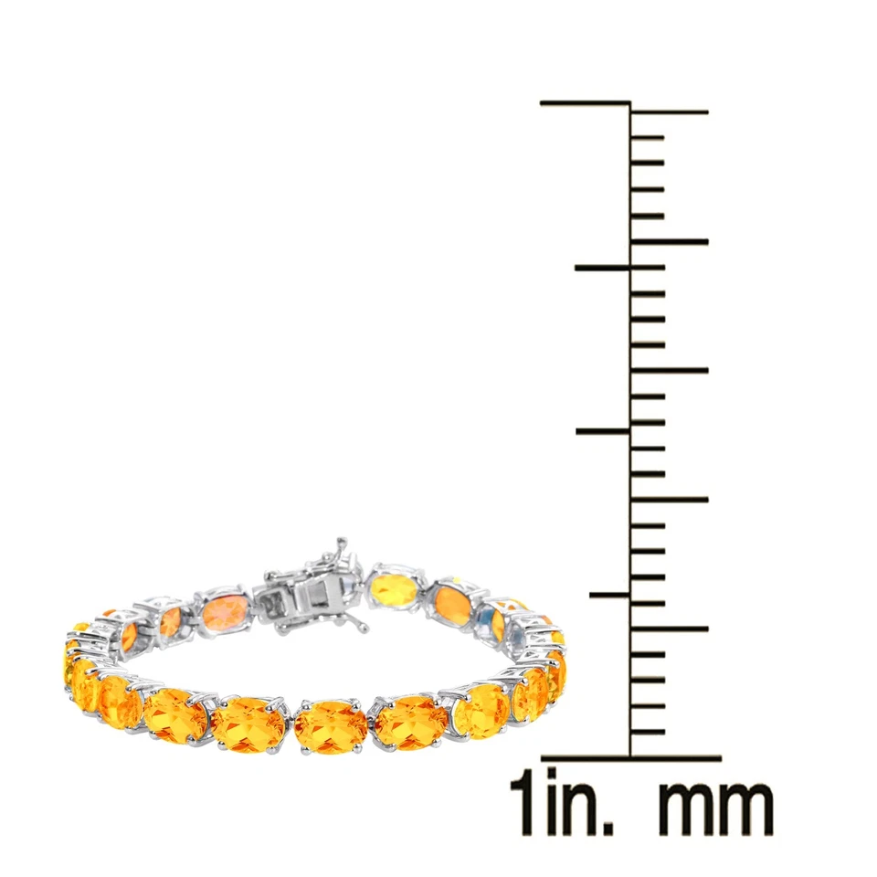 11.44 CTW Natural Citrine Tennis Bracelet 14K White Gold Plated 925 Silver 6.5" - Image 2 of 4