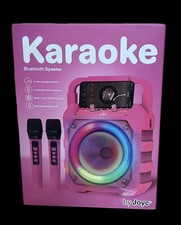 Joyc Mic Drop Karaoke Machine with 2 Wireless Mics RGB Lights - Pink