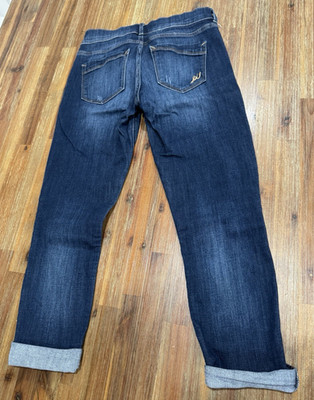 Express Women's Dark Wash Blue Denim Slim Skinny Button Fly 5-Pocket Stretch