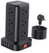 Surge Protector Power Strip Tower,10FT Extension Cord with 10 FT Fast Charge 3A