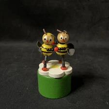 Vintage Rare Petra Toys Wooden Dancing Bees Push Puppet Baby Einstein