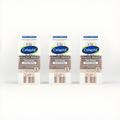 3 Cetaphil HEALTHY RENEW Face Serum Purified Peptides Retinol Alternative 1.0 Oz