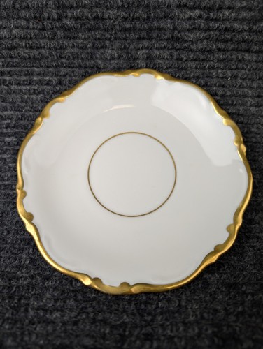 Antique Mitterteich Bavaria Saucer Golden Lark Gold Trim Scalloped Germany 6"