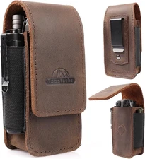 Topstache Multitool Sheath for Men - Belt Leather Holster Darkbrown 
