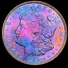 Morgan Silver Dollar Uncirculated 1921 Monster Rainbow Toning $1 90% Silver Coin