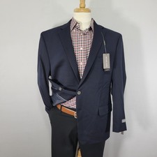 Michael Kors KOOP Mens Sport Coat Blazer Two Button Navy Blue Poly Blend 46R NEW