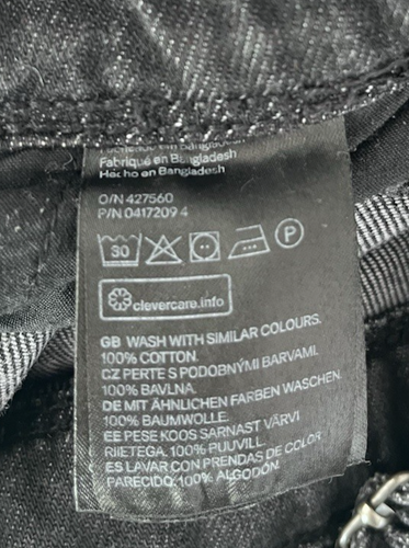 H&M UK Size 12 Black Dungarees Straight Leg Denim 32" Waist 27.5" Inside Leg - Picture 4 of 15