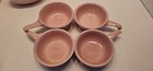 Set 9  Vtg Oven Serve Ware Pcs Custard  Bowl Soup Cups Embossed Rose Motif Pink  — photo 6