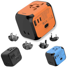Universal Travel Adapter Multi Plug 220V To 5V Outlet Dual USB Type C Socket 50W