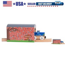 Solid Wood Large Wooden Train Tunnel Track Compatible with Thomas Brio Chuggi...