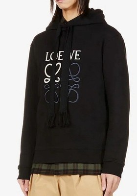 NWT LOEWE Anagram Embroidered Logo Hoodie Black Size Med