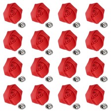 16 Pcs Rose Lapel Pin, 2 Inch Men's Flower Boutonnieres, Red