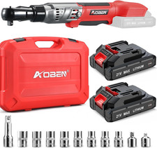 21V 3/8" Cordless Ratchet Wrench Kit-74 Ft-Lbs Brushless Electric Power Ratchet