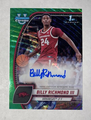 #ad 2024 25 Bowman University Chrome Billy Richmond III Auto Green Wave #67 85 $33.00