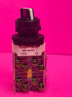 Allen Bradley 800H-NR2KF4 Ser F Selector Switch 4 Pos Maintained Black STD Knob