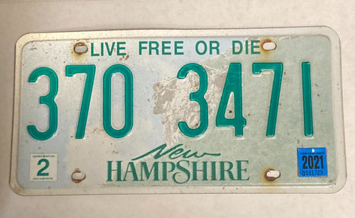 New Hampshire License Plate Live Free Or Die Single Tag Expired #370 3471