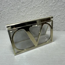 NEW Valentino Gold Hand-Held Lipstick Mirror Purse Compact Travel Pocket V Logo