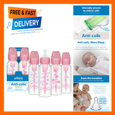 Baby Bottle, Anti-Colic, Narrow, Pink Floral, 4 Pack