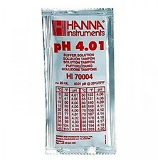 HANNA TEN (10) PACK ph 4.01 20ml CALIBRATION SOLUTION PACKET (SINGLE USE)