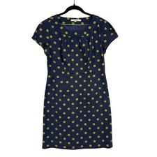 Boden Navy Blue and Green Polka Dot Short Sleeved Tweed Shift Dress U.S. Size 10