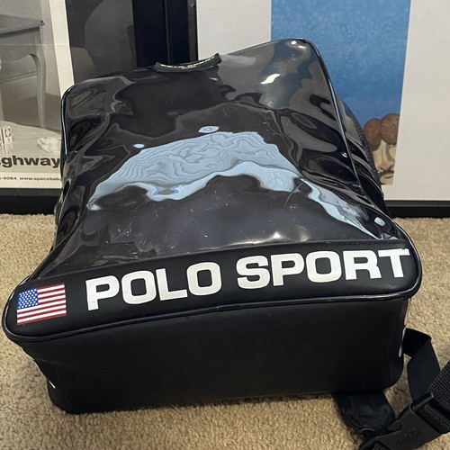 Vintage Ralph Lauren Polo Sport Black Clear See Through Airport Backpack Bag - Picture 8 of 9