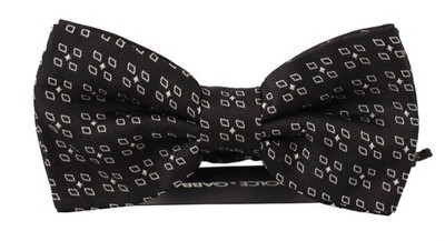 Dolce & Gabbana Black White Polka Dot 100% Silk Neck Papillon Tie - FT3596