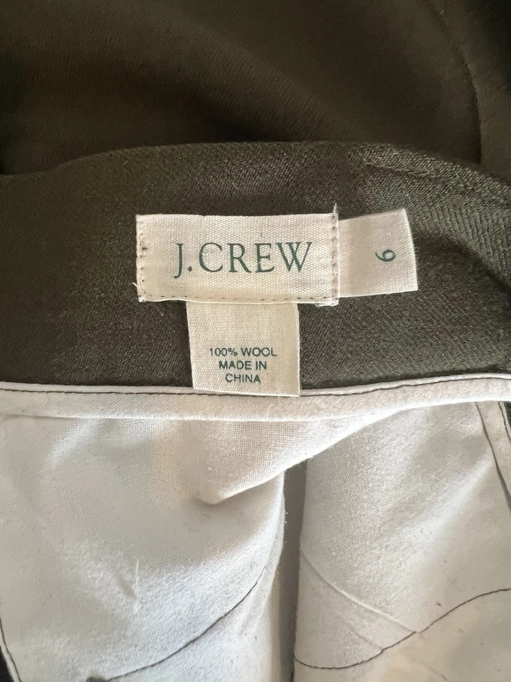 J. Pantalón ancho Crew Essential en mezcla de lana de estudio italiano verde oliva talla 6 Foto 3 de 4