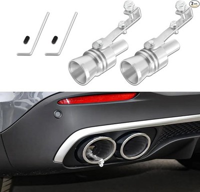 Turbo Sound Whistle Simulator, 2PCS Aluminum Alloy Universal Exh Color: Silver