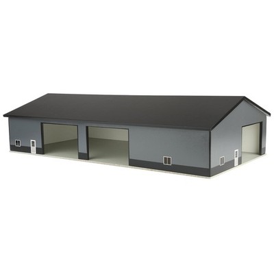 1/64 Gray & Black 60ft x 120ft Wooden Implement Shed with Double Side Doors, STA