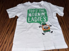 NWT Boys 4T White Children  s Place St Patrick  s Day Short Sleeve Tshirt Shirt