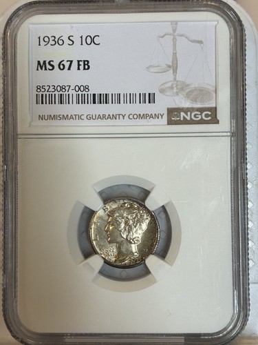 1936-S NGC MS67 FB Mercury Dime 