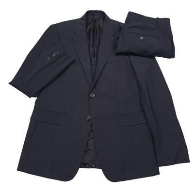 Theory Mayer Navy Blue Tonal Glen Plaid Slim Fit Suit Mens Size 40R X 32