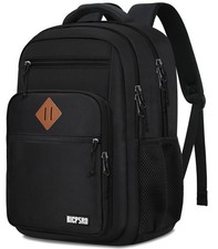 Black 15.6 Inch Classic School Backpack for Men Women Boys Girls Teens