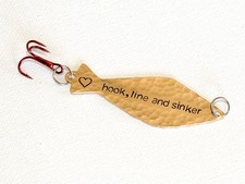Love Fishing Lure with Hook Line and Sinker in Bronze