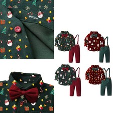 Boys Outfits Long Sleeve Set Shirt Suit Christmas Newborn Toddler Infant Xmas