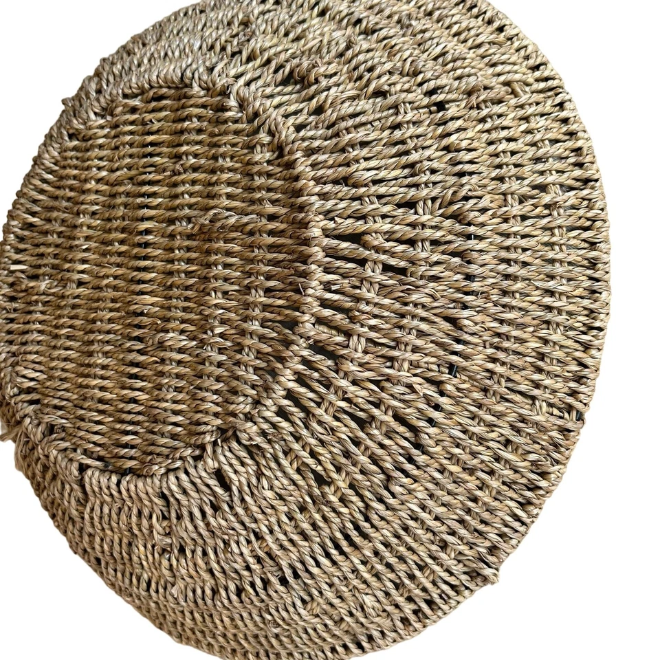 Lg Woven Rattan Straw Bowl fruit Basket Decorative Wall hanging Boho Farmhouse - Image 2 of 4