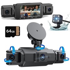 360 Degree View 4 Channel Dash Cam Front and Rear Inside Left Right, Dash Camera
