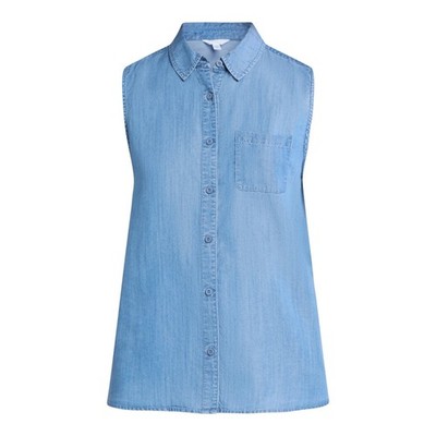 Women's Blue Time and Tru Sleeveless Button Down Shirt size XS (0-2)