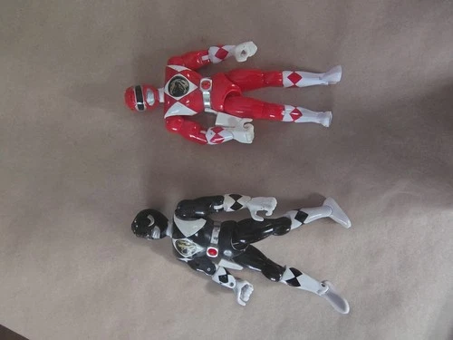 Mighty Morphin Power Rangers Flip Head Figures VTG Bandai 1993 Red And Black