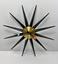 Original Mechanical Key George Nelson Howard Miller Starburst Wall Clock 1950's