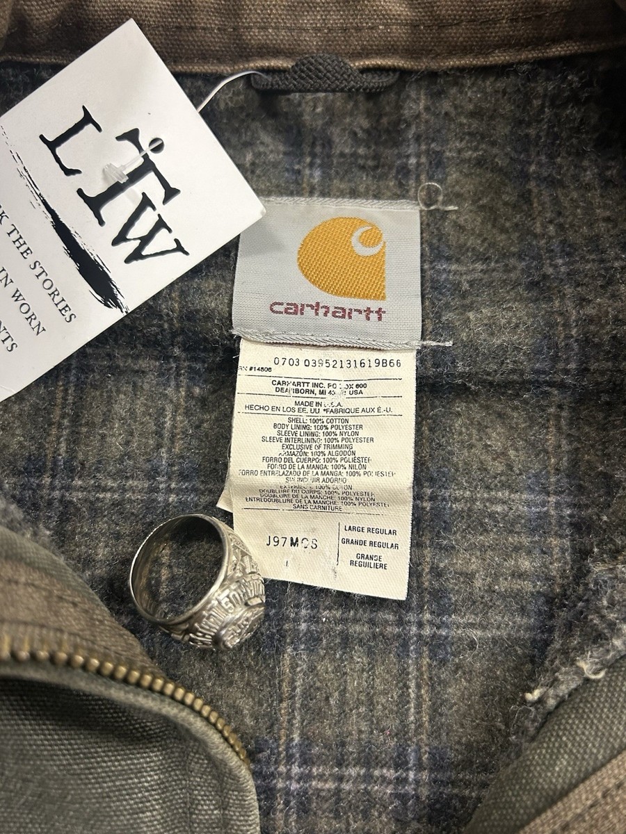 Vintage Carhartt Detroit Jacket J97 MOS Blanket Lined Moss Green