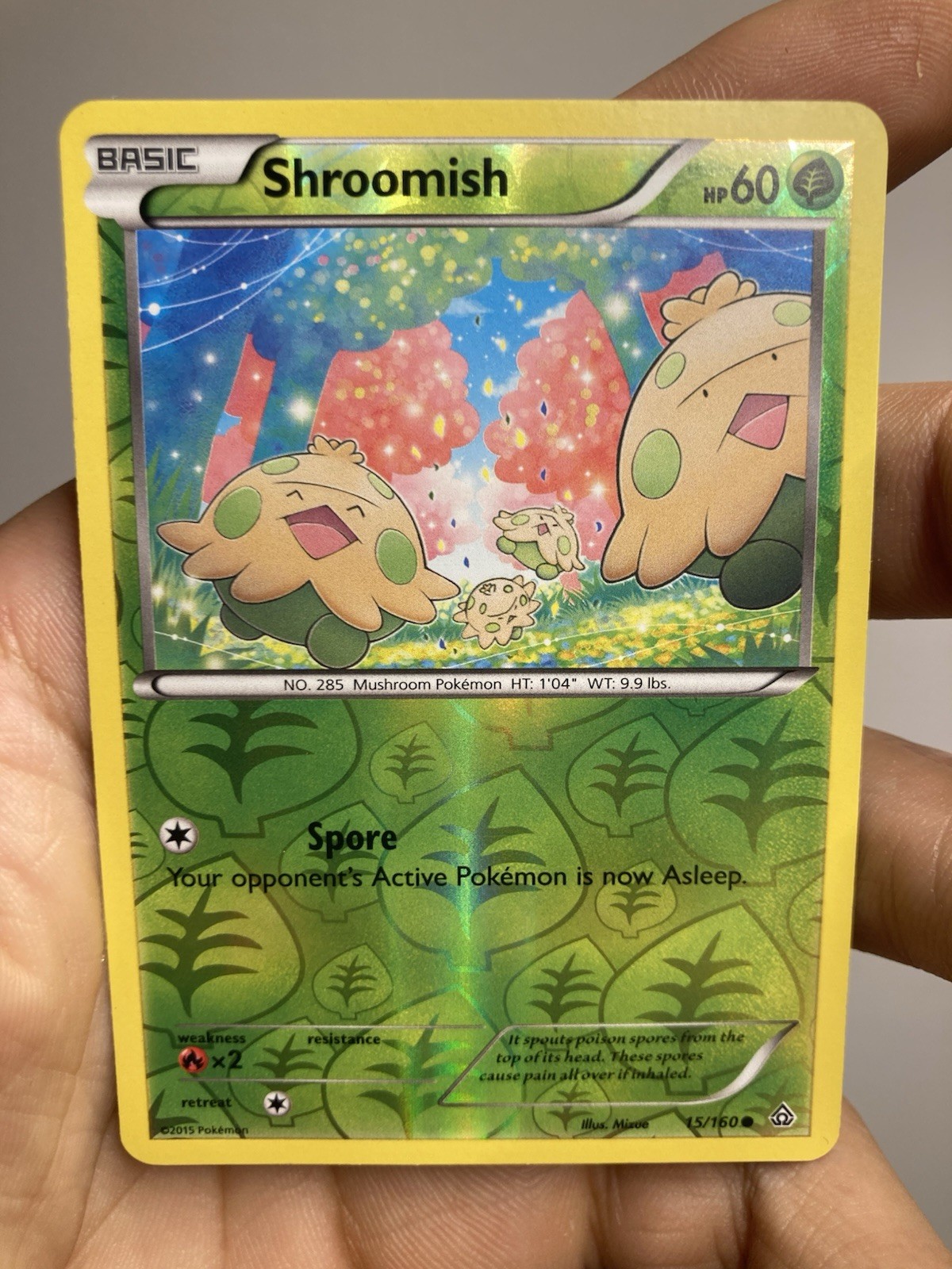 Shroomish 15/160 Pokemon Reverse Holo Primal Clash Common Near Mint Card