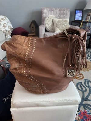Carlos Falchi Brown Leather Hobo Handbag Purse EUC  