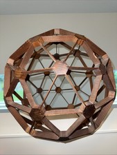 Vintage  MCM 3D Geometric Geodesic WOOD Polyhedron ORB Epcot HUGE 17" Dome WOWEE