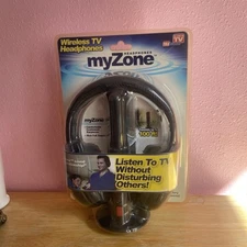 NEW My Zone Wireless TV Headphones As Seen On TV - Black SEALED