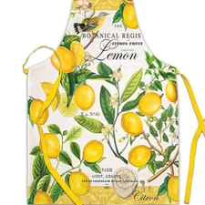 Michel Design Works Chef's Cotton Apron Lemon, Herbs & Basil Botanical Print