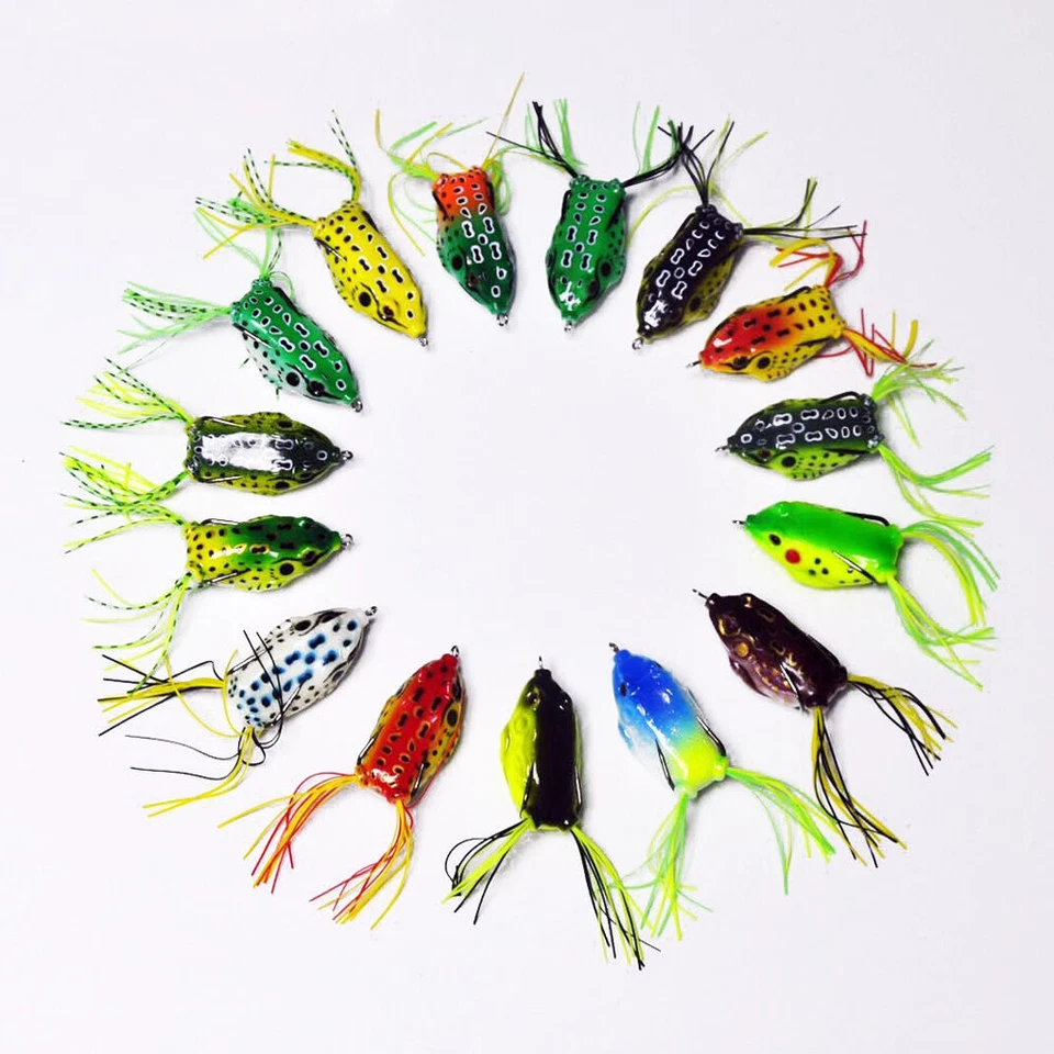 200 piezas señuelos de pesca de rana de goma aparejos de cebo de manivela 5,5 cm/2,2"" con caja al por menor Foto 3 de 4