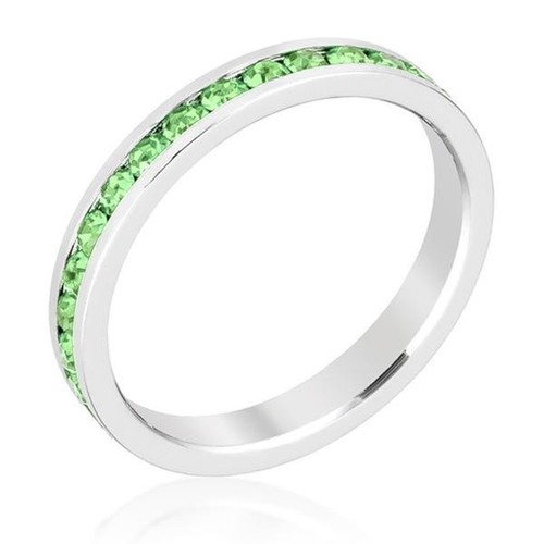 Sz 5 Stackable Eternity Ring Peridot Made with Swarovski Crystals August Birth - Picture 1 of 2