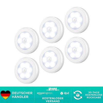 Modernes 6er Nachlicht-Set mit bewegungsaktivierten LEDs für optimale Sicherheit
