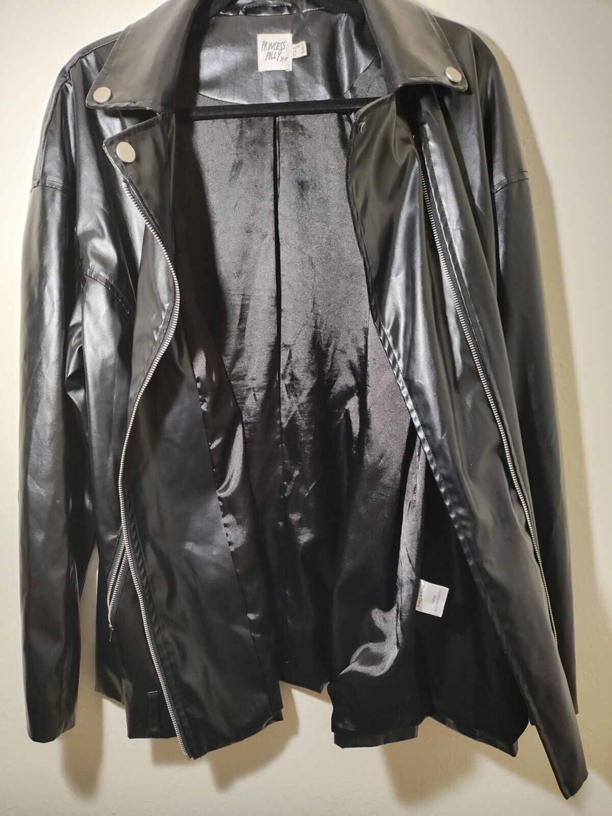 Princess Polly Faux Leather Jacket Black Moto Lin… - image 4